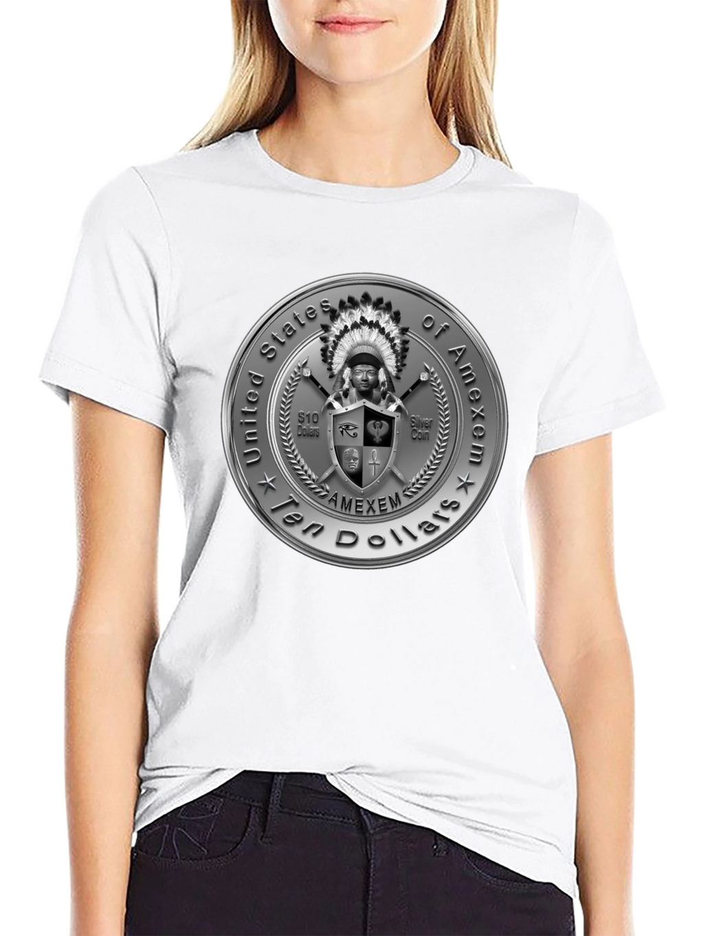 Amexem Coin Black T-Shirt - Ten Dollars