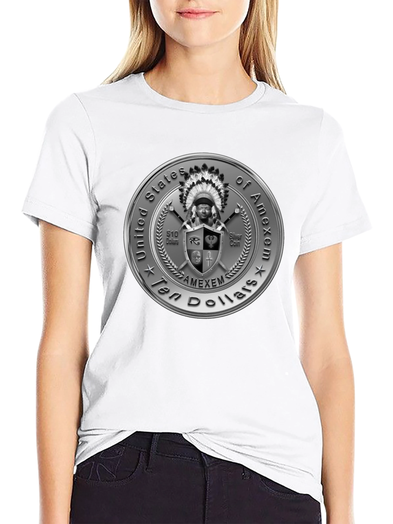 Amexem Coin Black T-Shirt - Ten Dollars