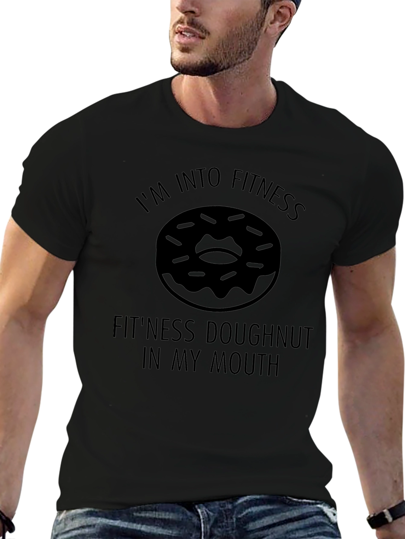 Fitness Doughnut T-Shirt Funny Gym Workout Tee
