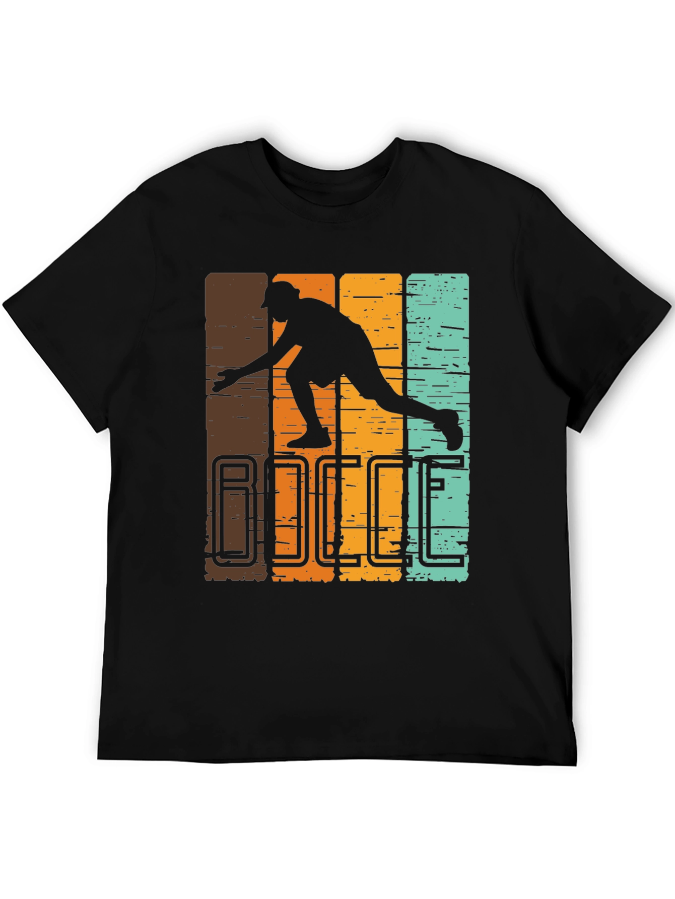 Retro Bocce Player Graphic T-Shirt - Black