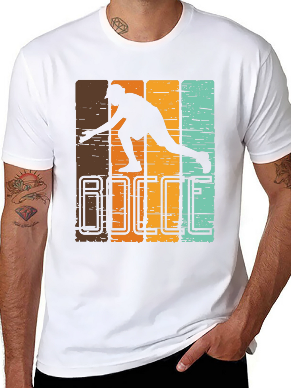 Retro Bocce Player Graphic T-Shirt - Black