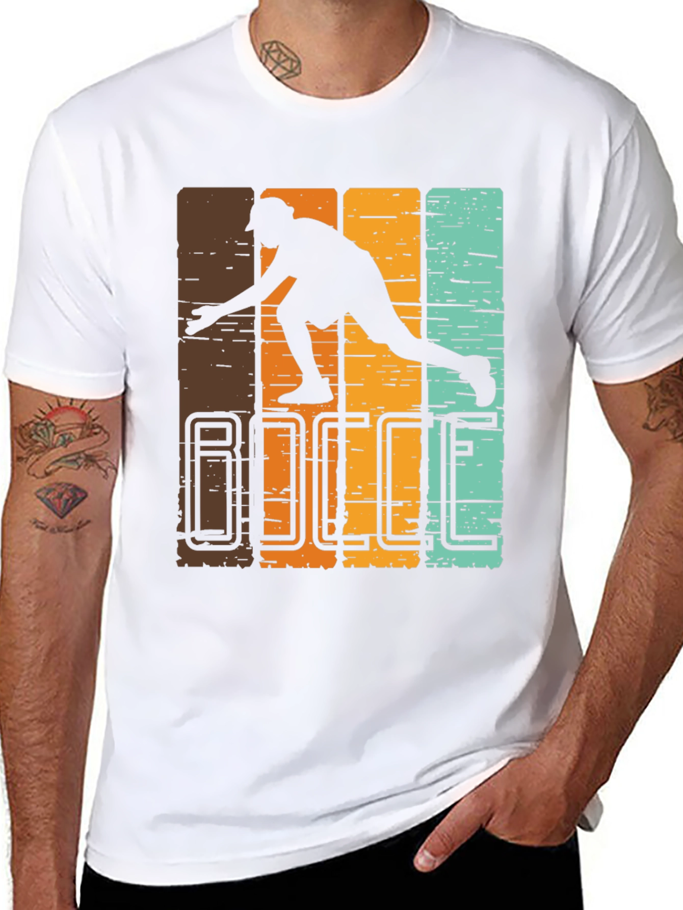 Retro Bocce Player Graphic T-Shirt - Black