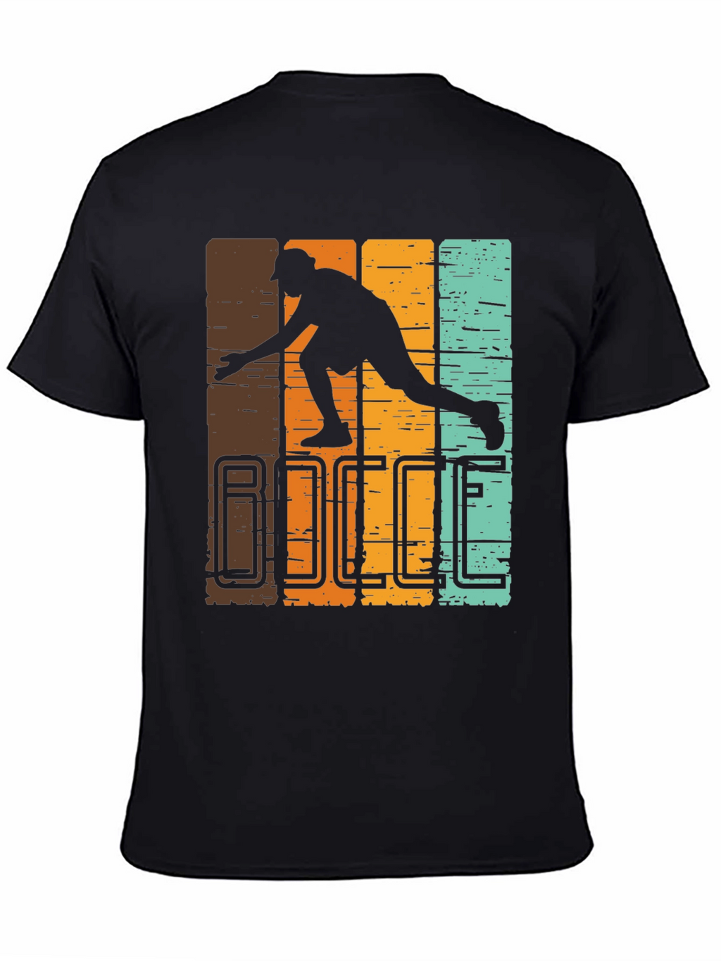 Retro Bocce Player Graphic T-Shirt - Black