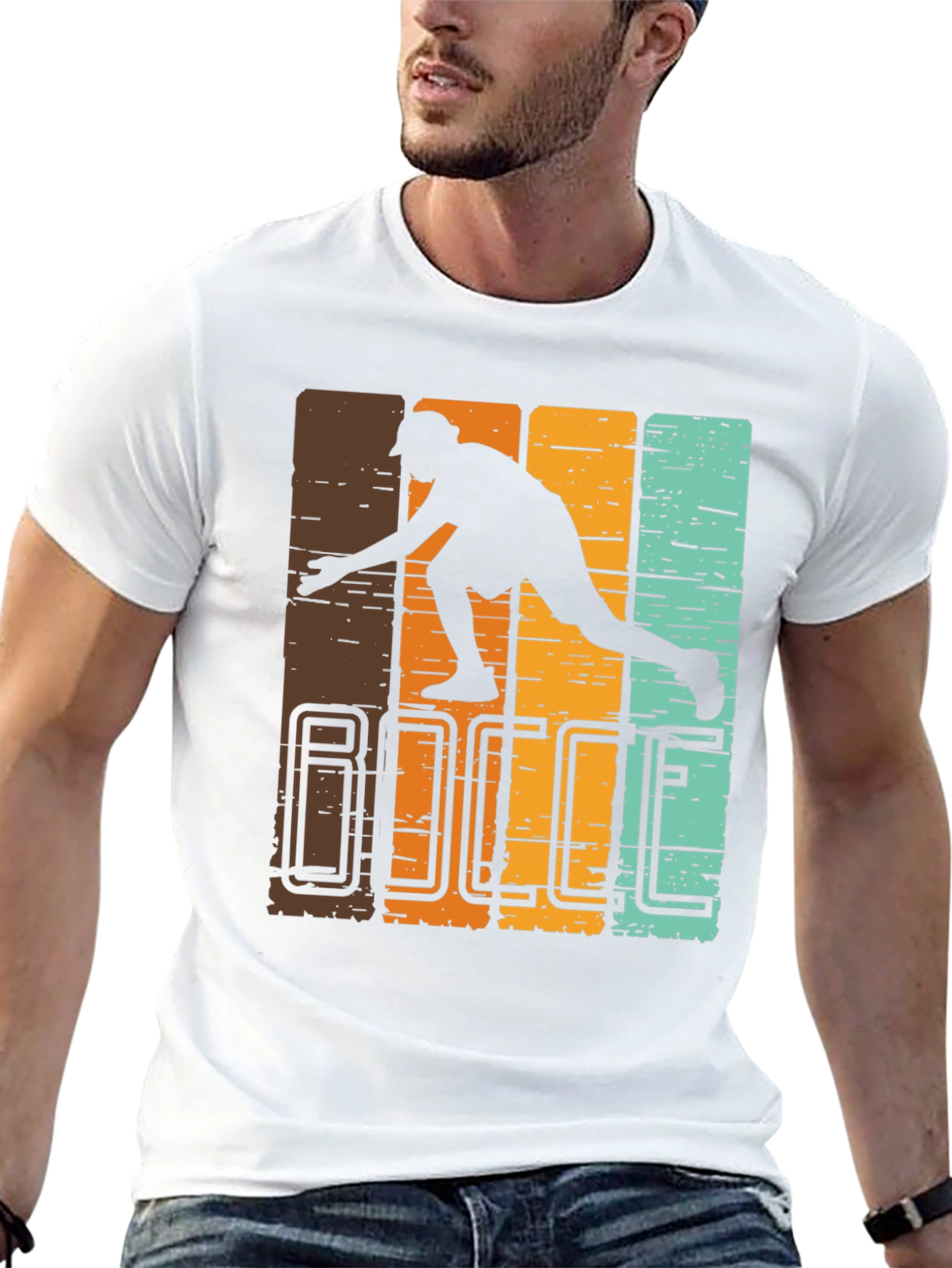 Retro Bocce Player Graphic T-Shirt - Black