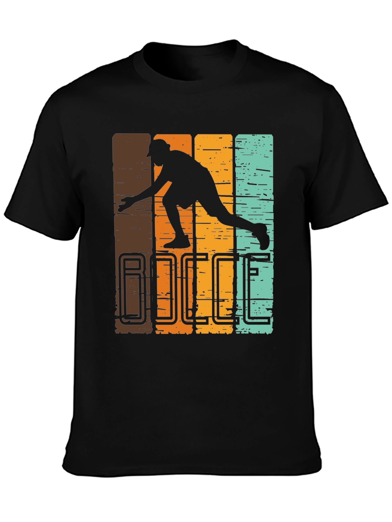 Retro Bocce Player Graphic T-Shirt - Black