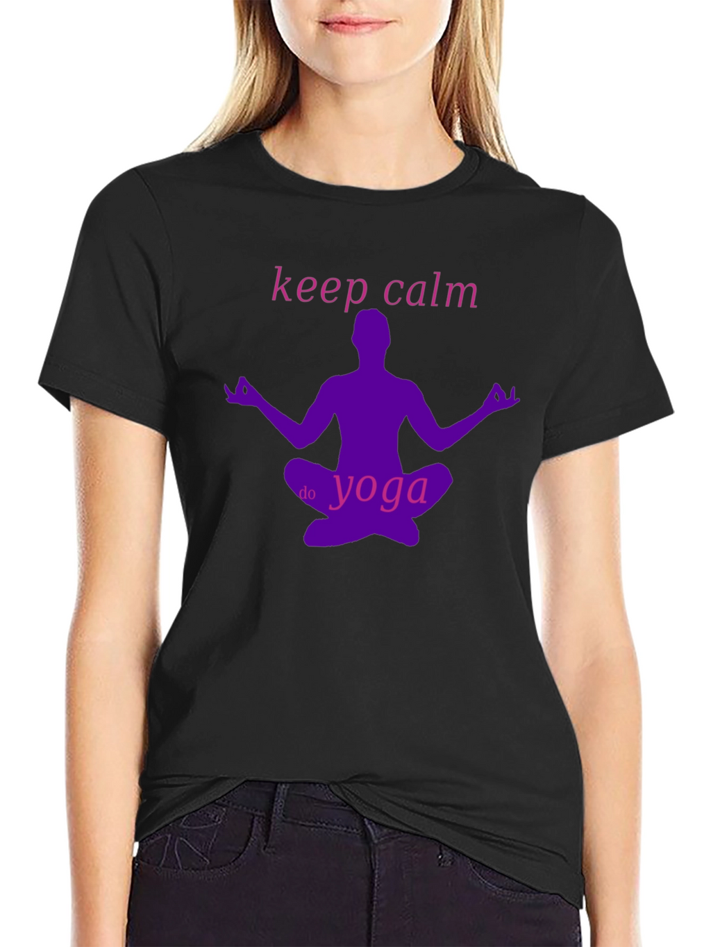 Keep Calm Do Yoga Black Graphic T-Shirt
