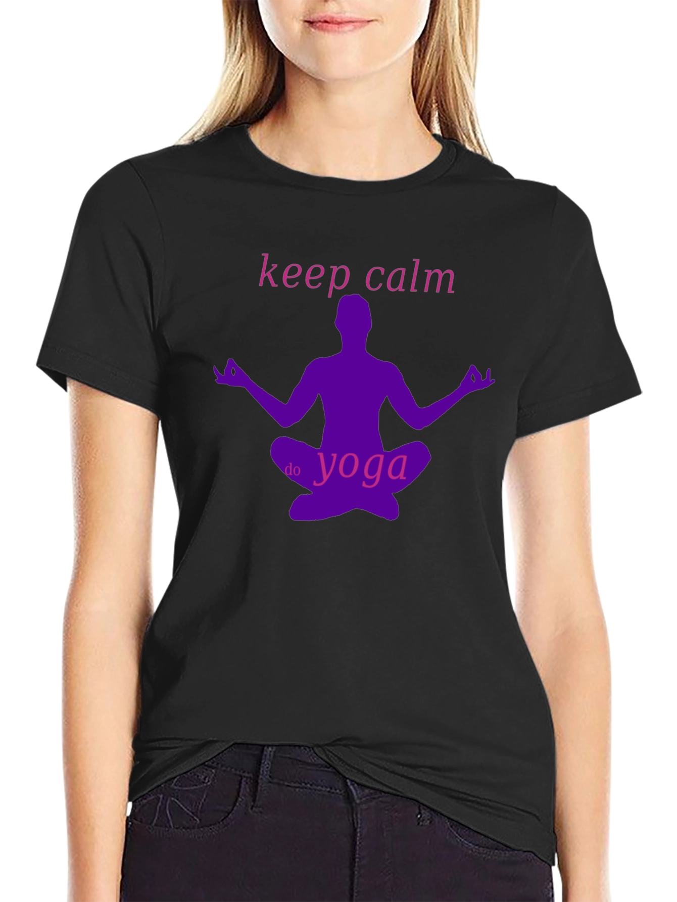 Keep Calm Do Yoga Black Graphic T-Shirt