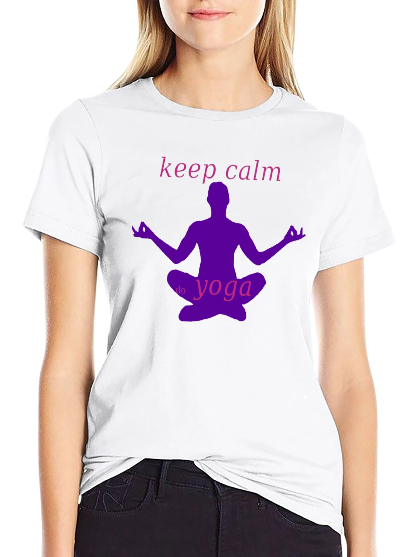 Keep Calm Do Yoga Black Graphic T-Shirt