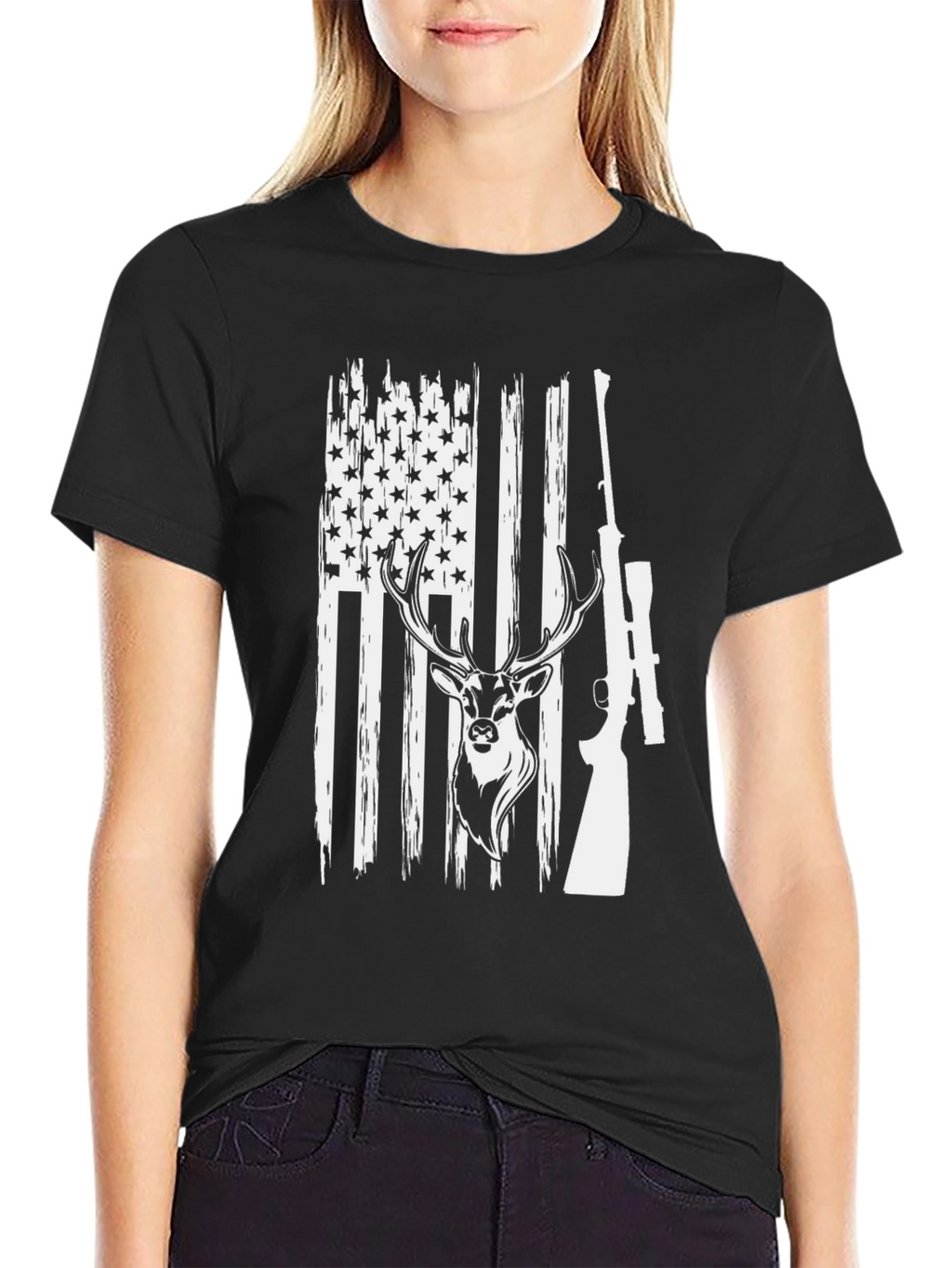 American Flag Deer Hunting T-Shirt