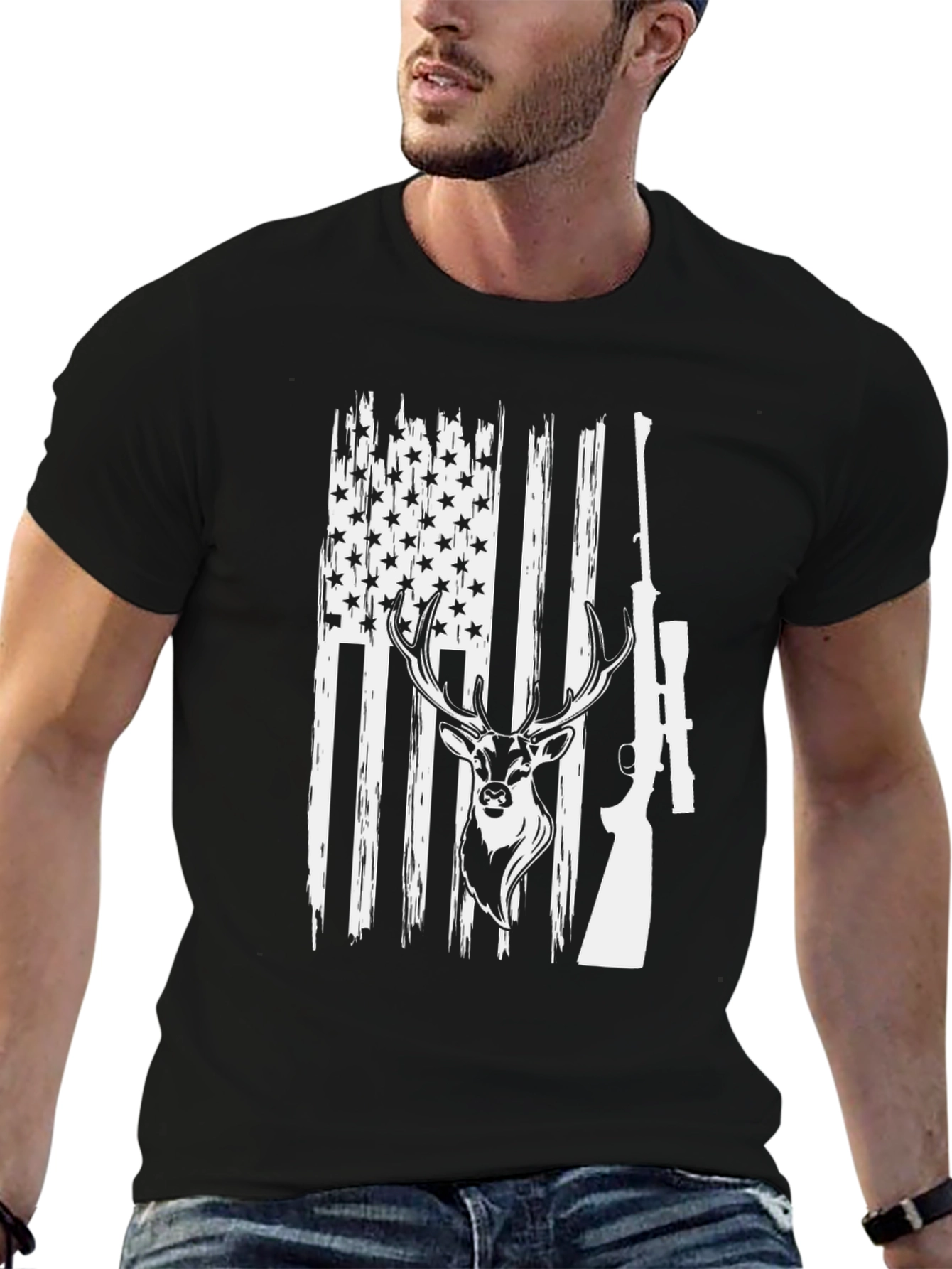 American Flag Deer Hunting T-Shirt