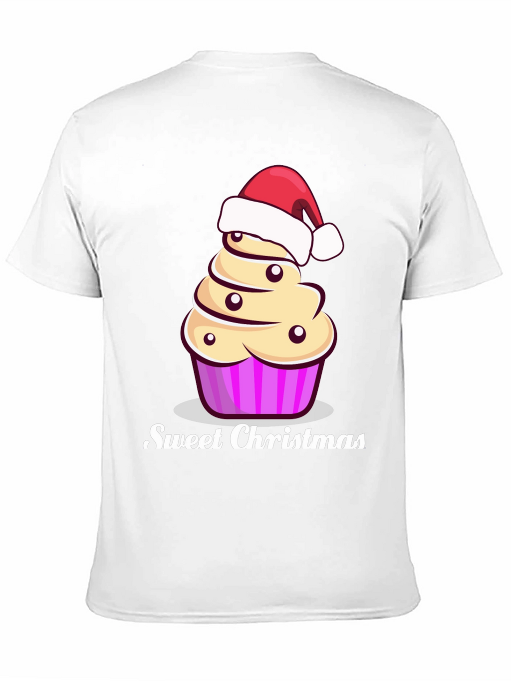 Sweet Christmas Cupcake Santa Hat Graphic Tee