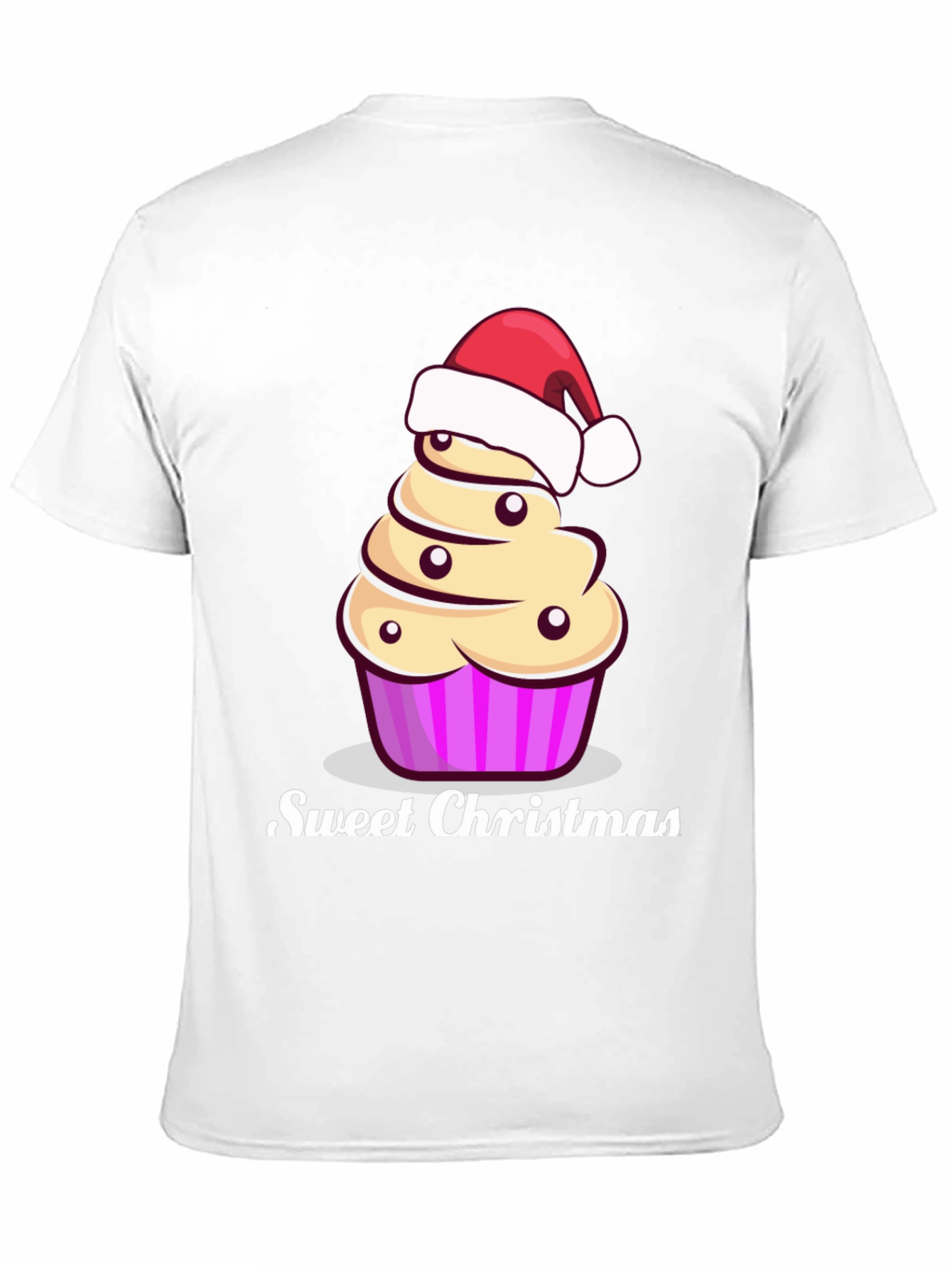 Sweet Christmas Cupcake Santa Hat Graphic Tee