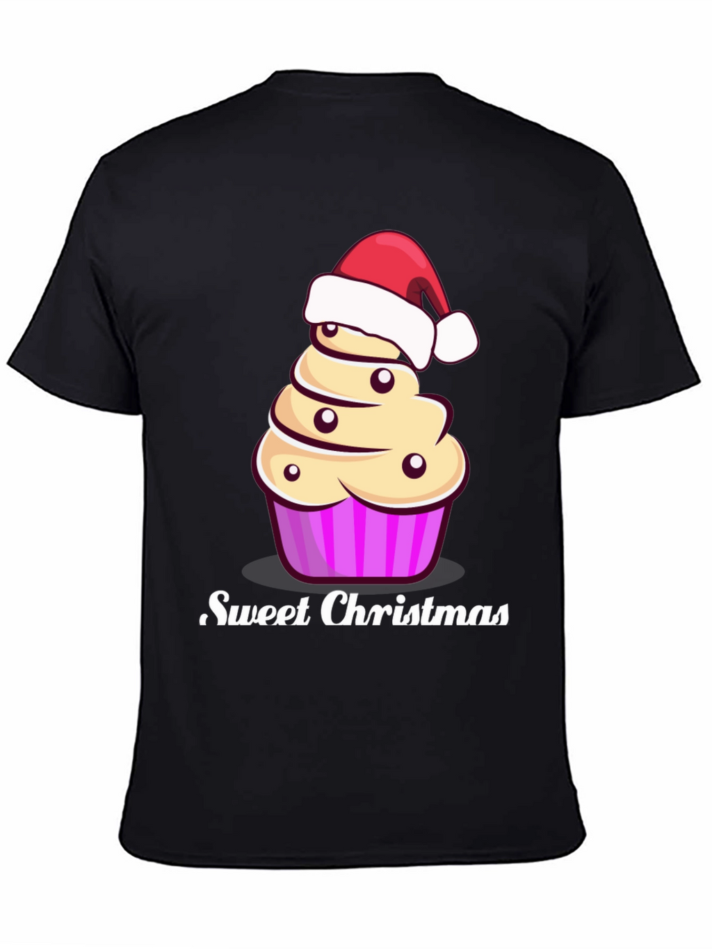 Sweet Christmas Cupcake Santa Hat Graphic Tee