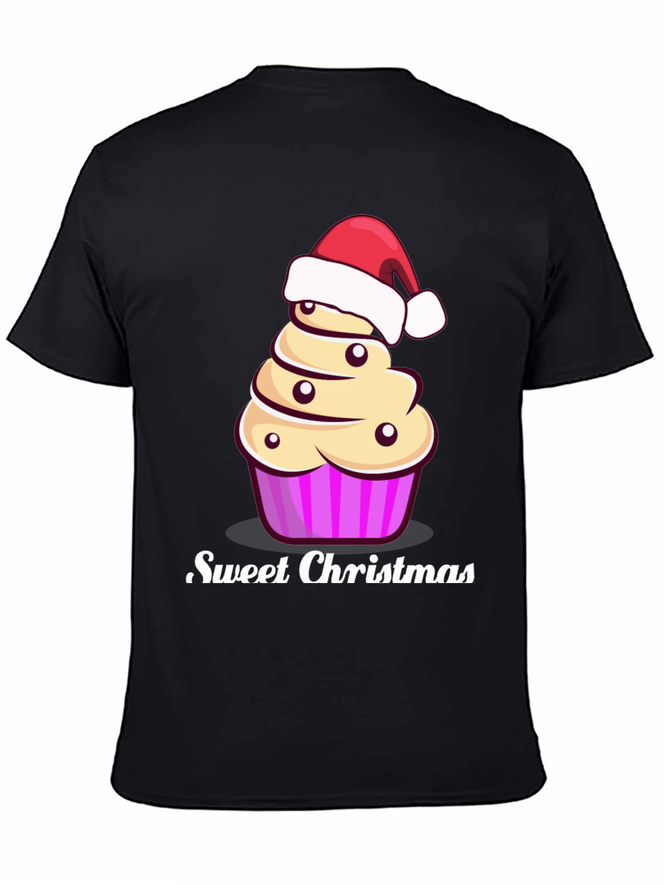 Sweet Christmas Cupcake Santa Hat Graphic Tee