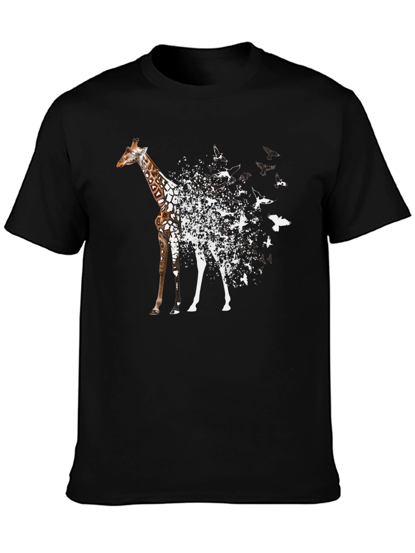 Giraffe to Birds Black T-Shirt