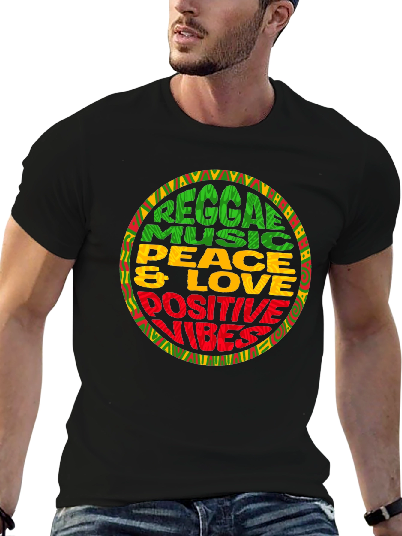 Reggae Music T-Shirt - Peace & Love Positive Vibes Tee