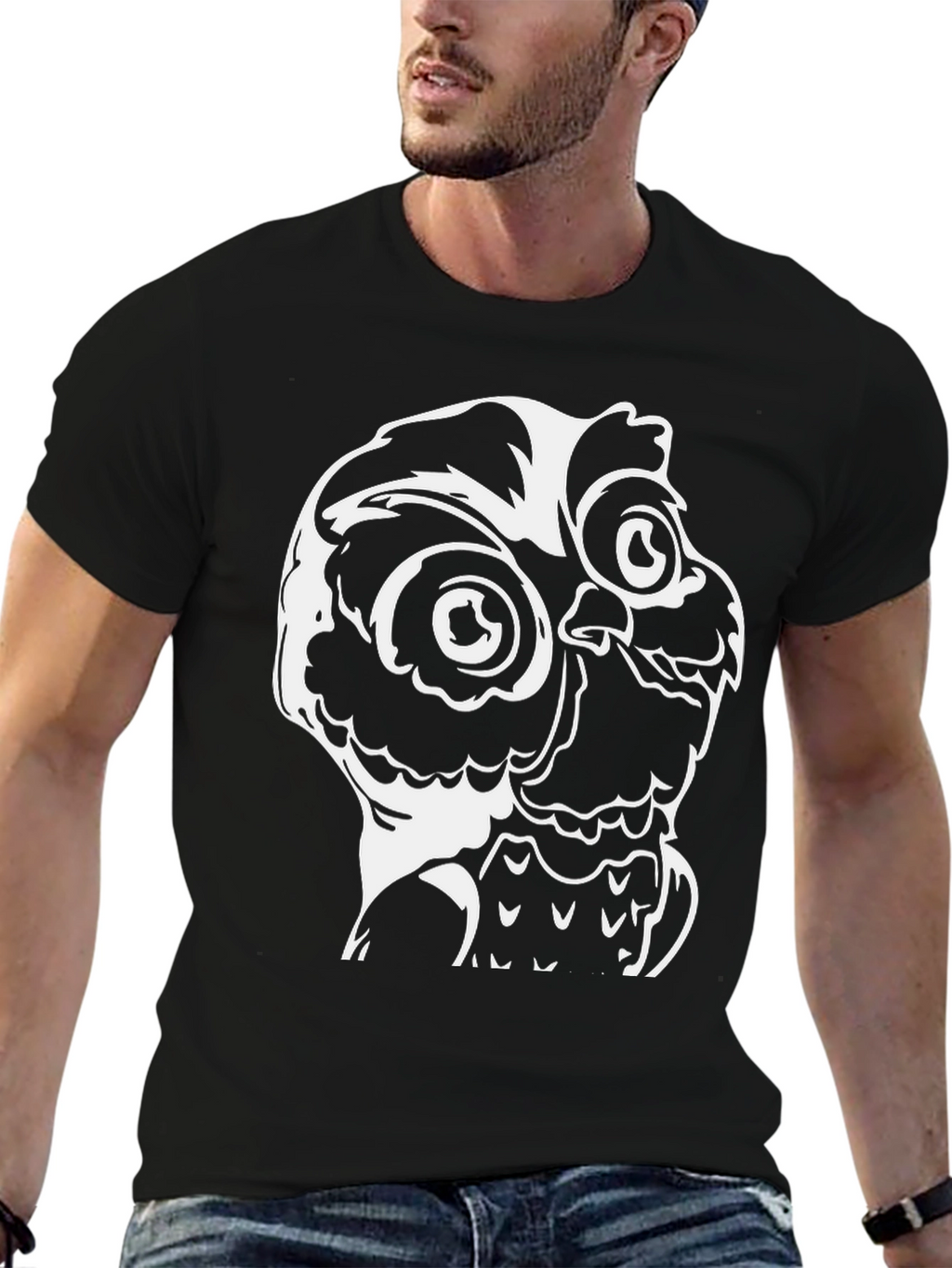 Owl Graphic Tee - Black Cotton Blend