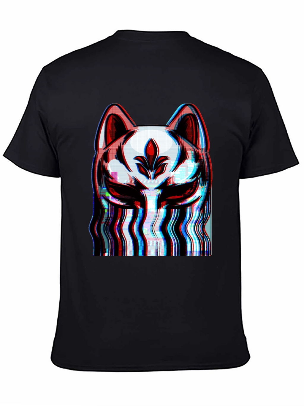 Glitch Fox Mask Graphic T-Shirt - Modern Style