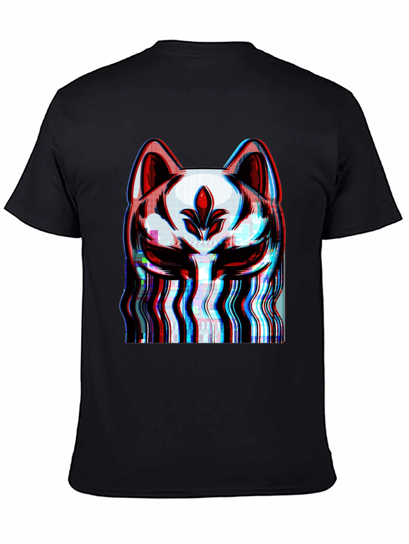 Glitch Fox Mask Graphic T-Shirt - Modern Style