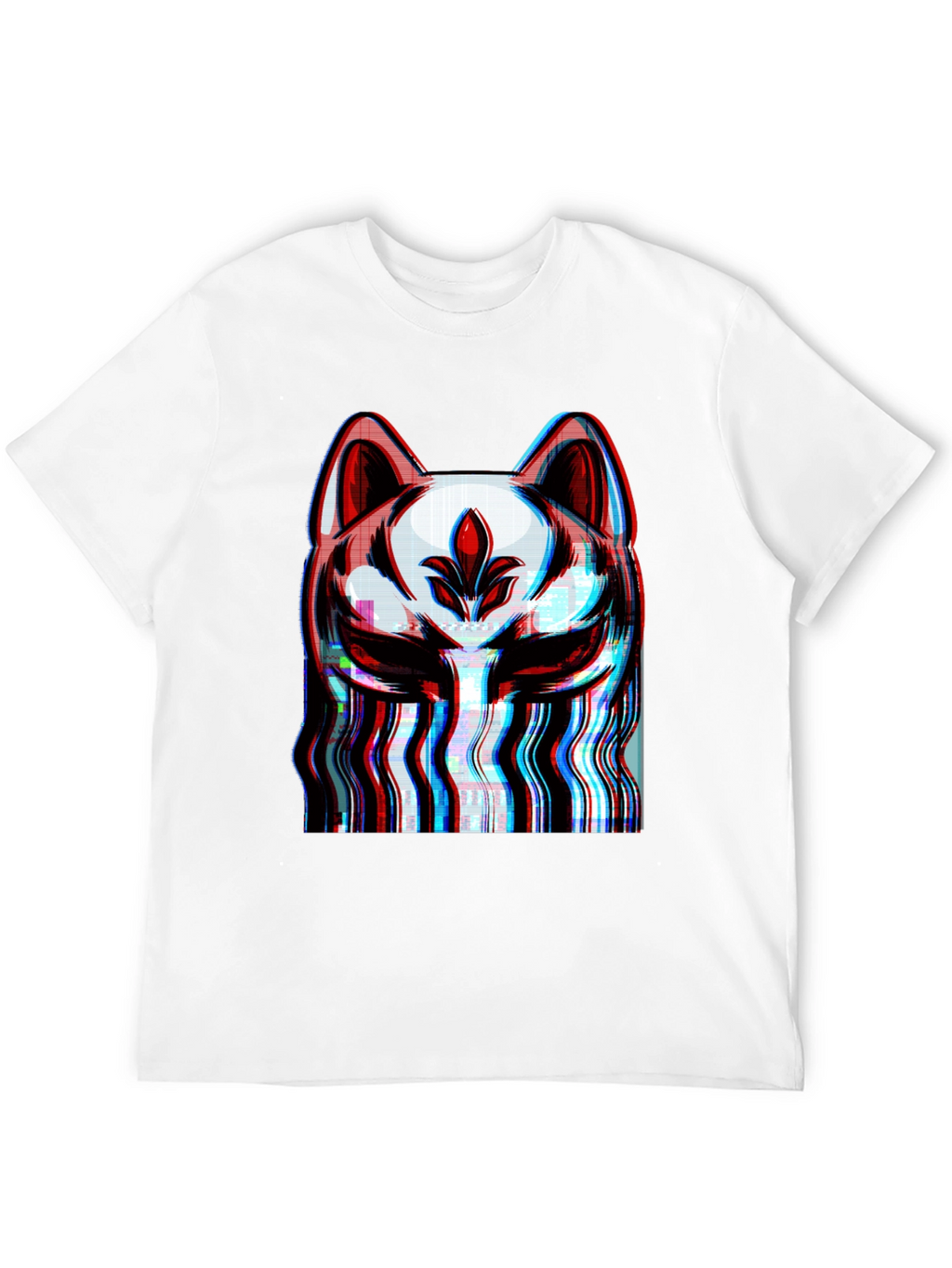 Glitch Fox Mask Graphic T-Shirt - Modern Style