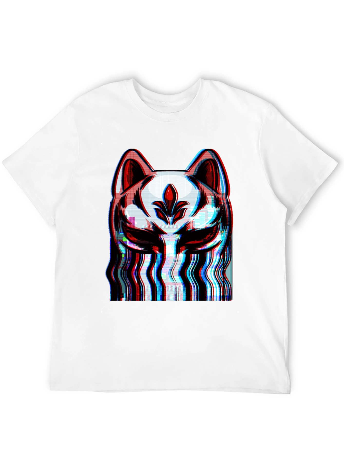 Glitch Fox Mask Graphic T-Shirt - Modern Style