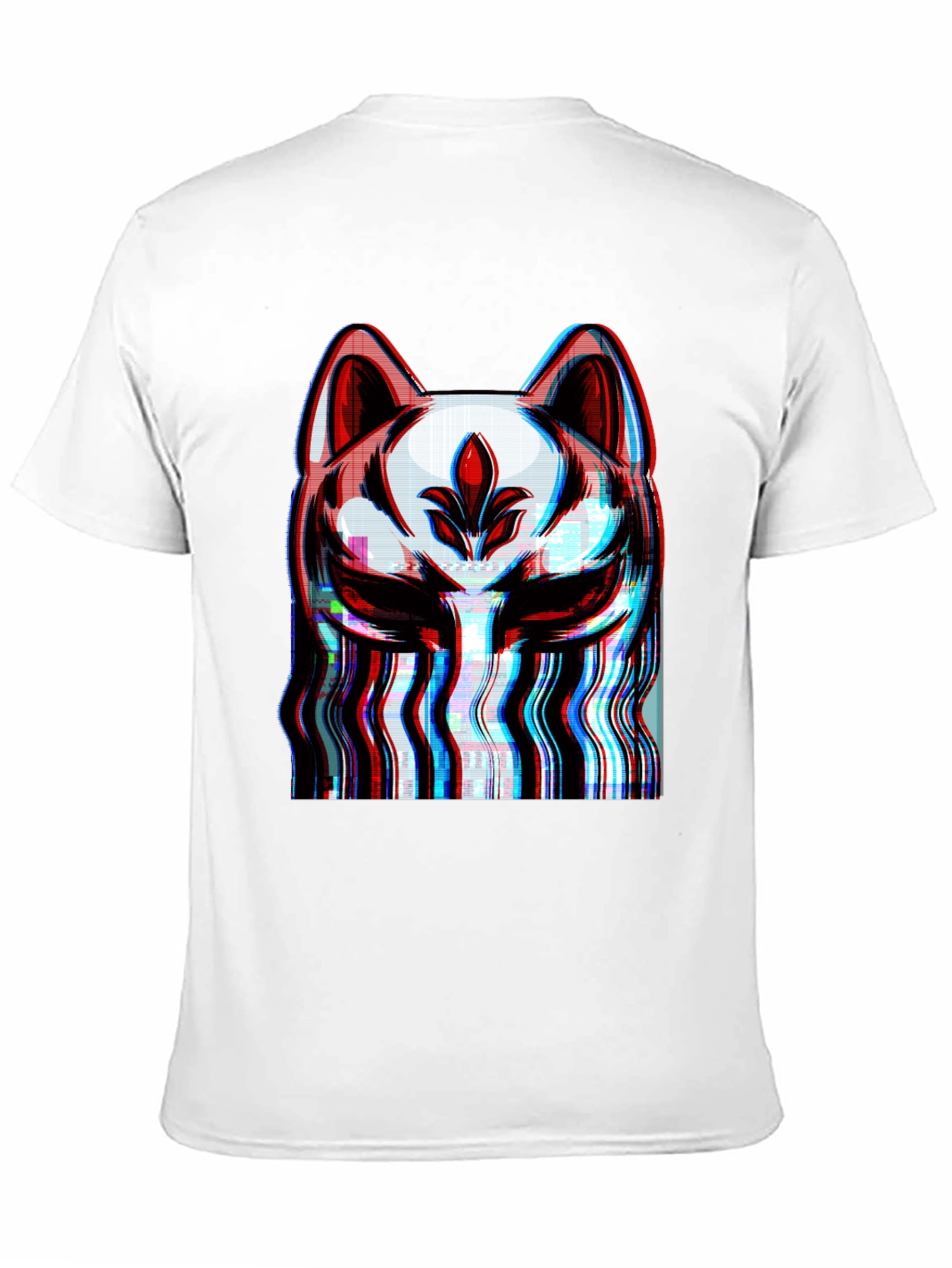 Glitch Fox Mask Graphic T-Shirt - Modern Style