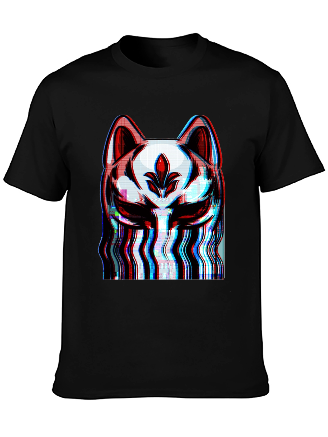 Glitch Fox Mask Graphic T-Shirt - Modern Style