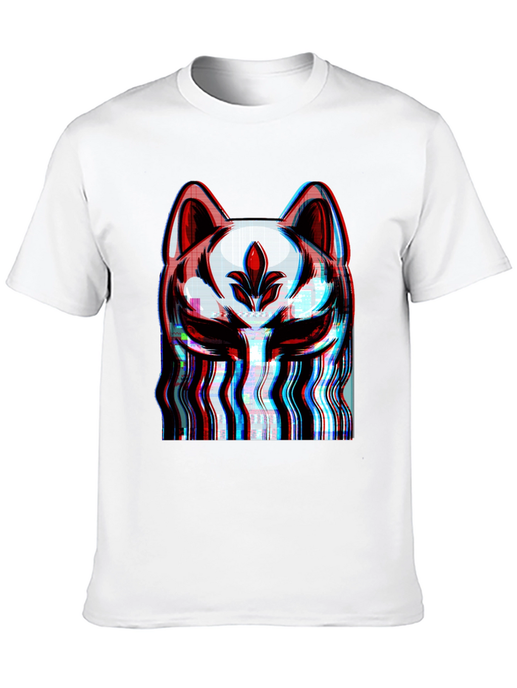 Glitch Fox Mask Graphic T-Shirt - Modern Style