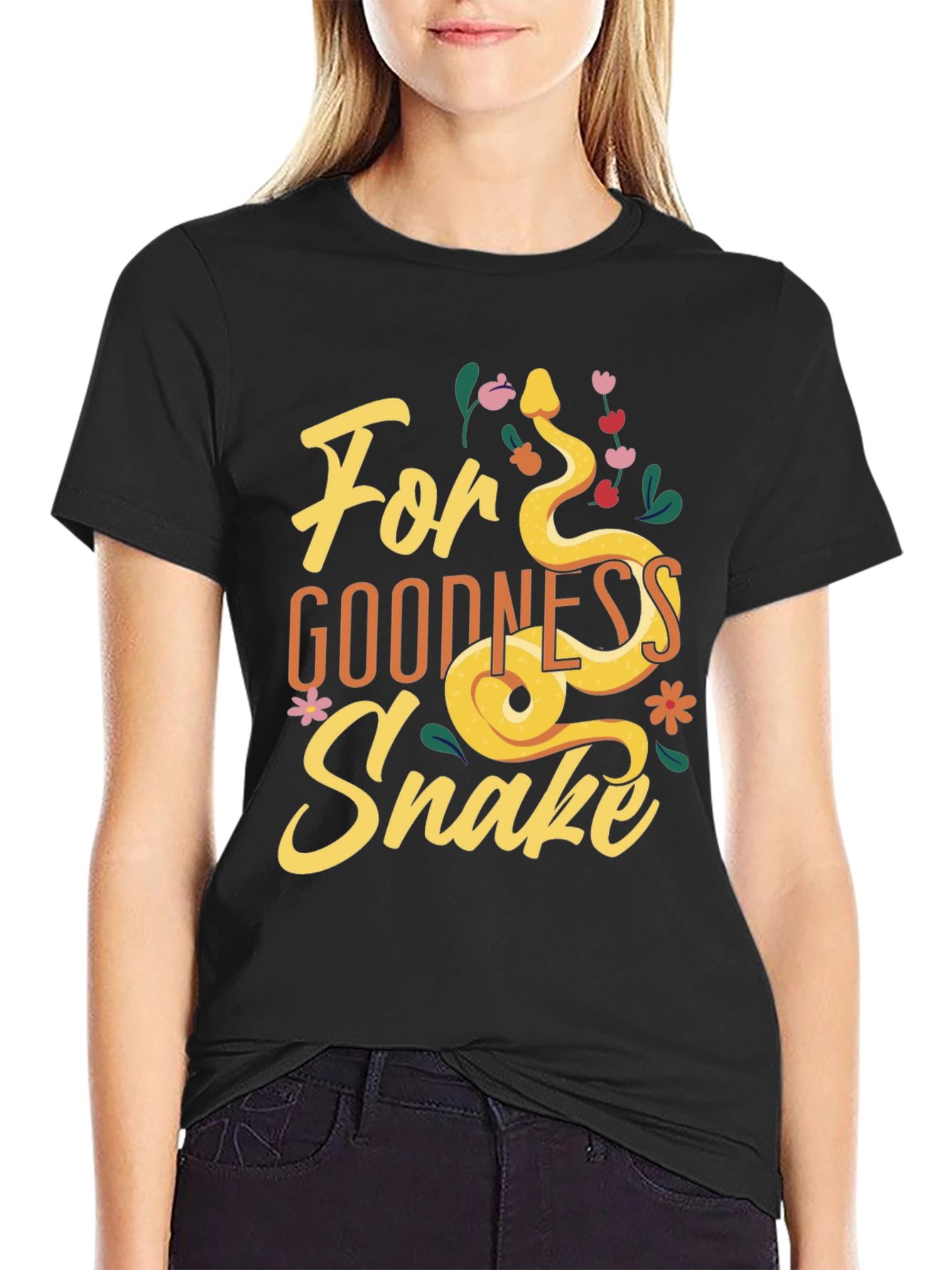 For Goodness Snake T-Shirt - Black