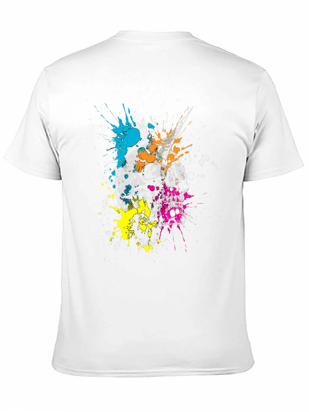 Skull & Paint Splatter Graphic Black T-Shirt