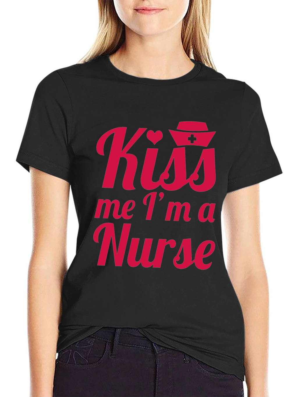 Kiss Me Im A Nurse Tee - Black
