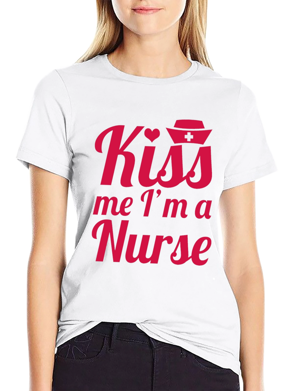 Kiss Me Im A Nurse Tee - Black