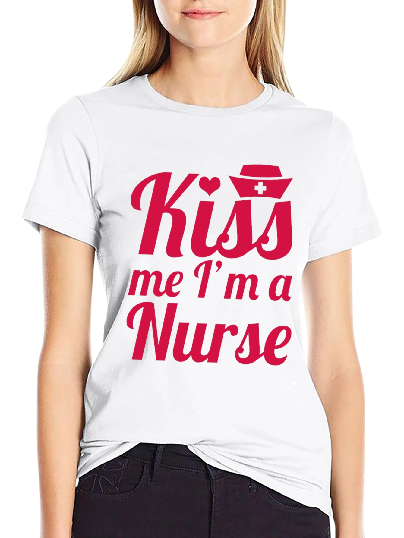 Kiss Me Im A Nurse Tee - Black