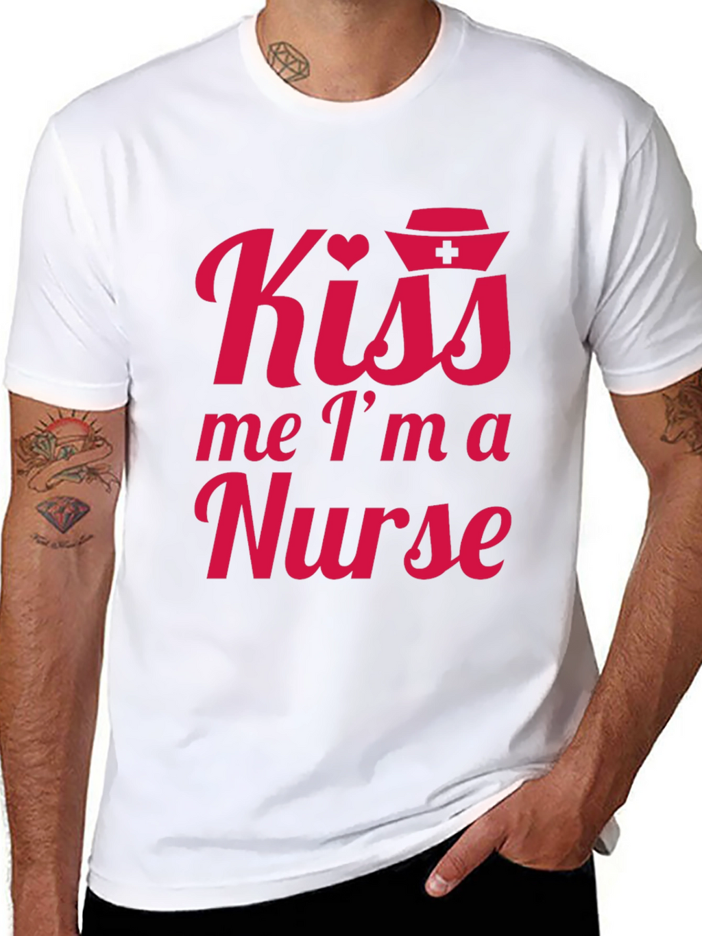 Kiss Me Im A Nurse Tee - Black