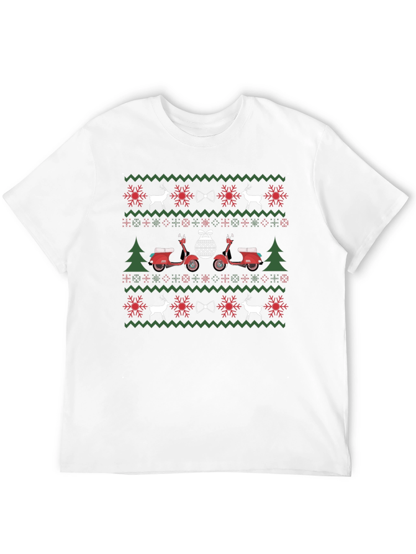 Ugly Christmas Scooter Pattern T-Shirt