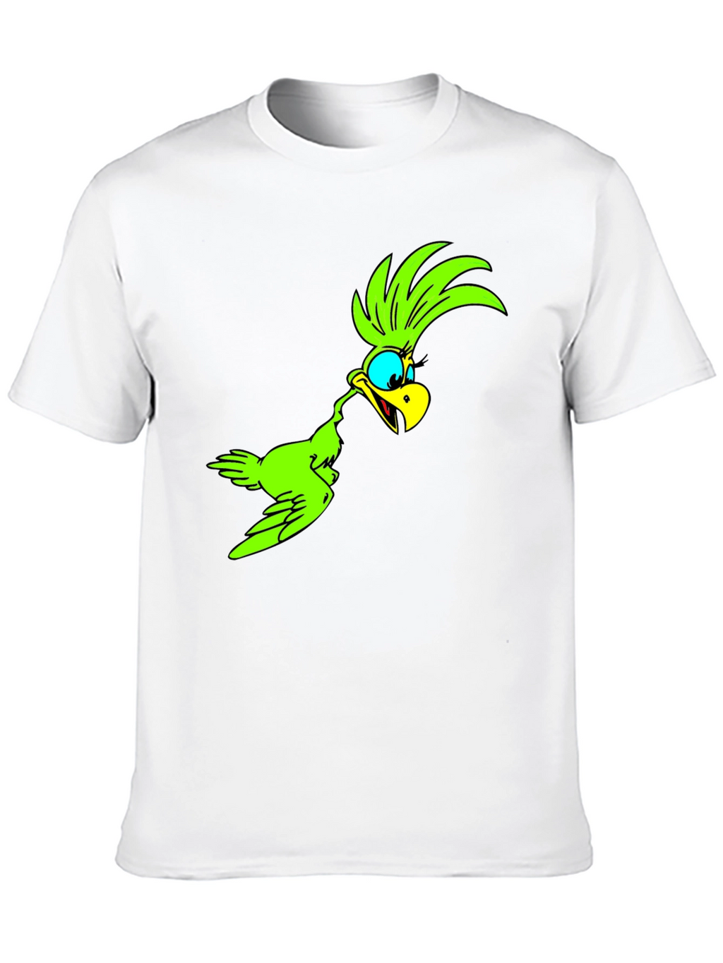 Green Bird Cartoon Black T-Shirt