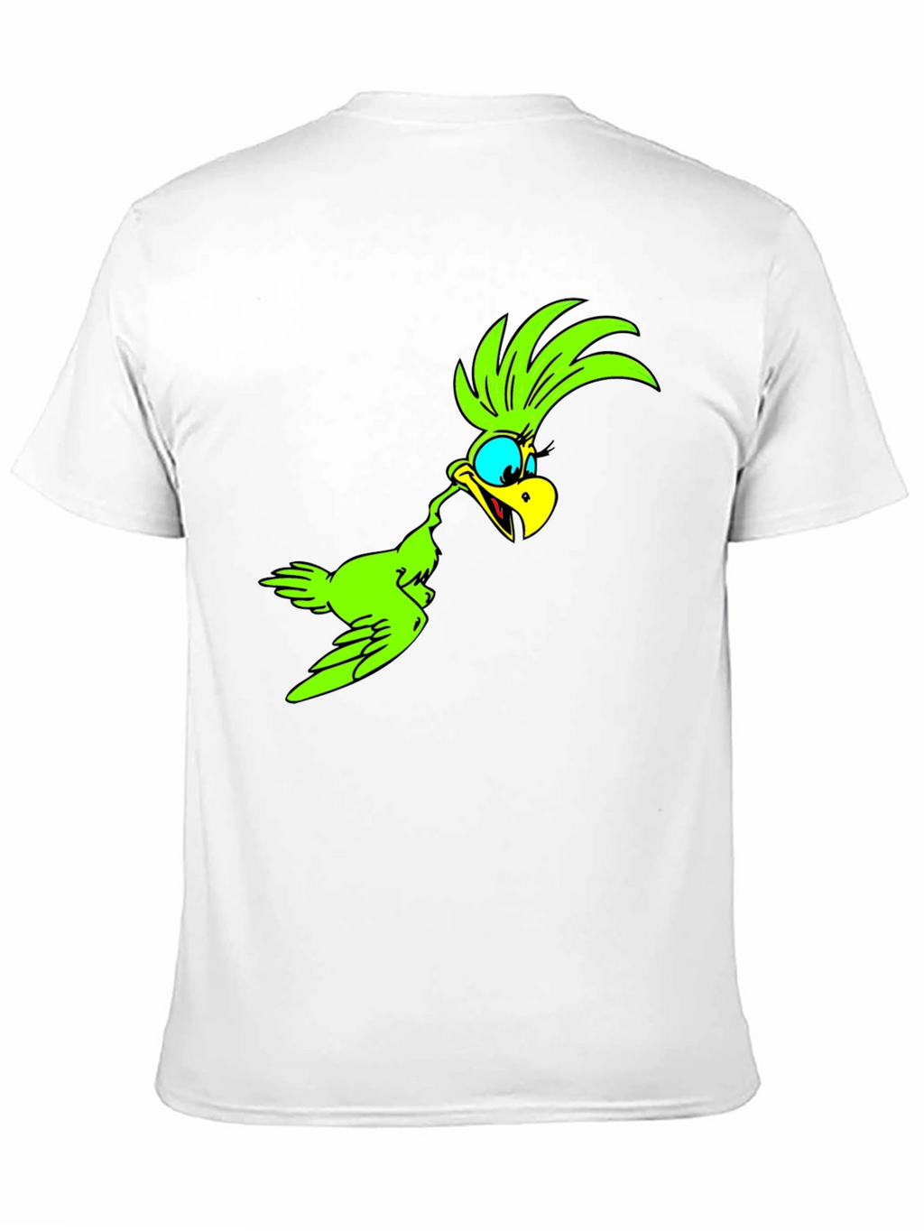 Green Bird Cartoon Black T-Shirt