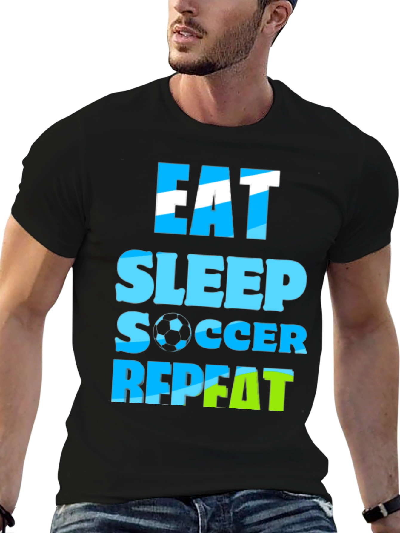 Eat Sleep Soccer Repeat Graphic Tee