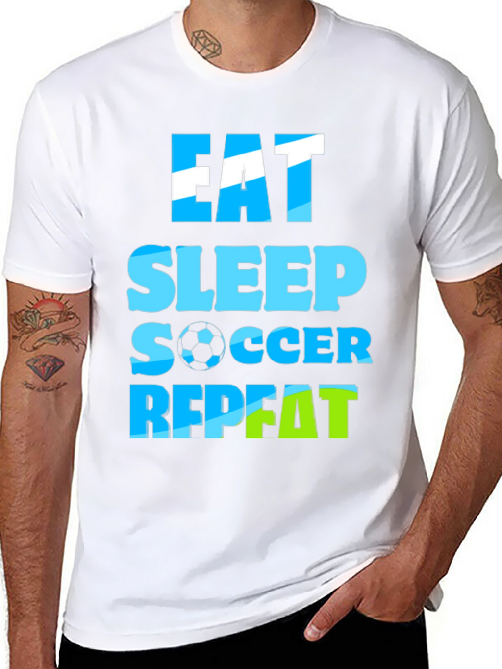 Eat Sleep Soccer Repeat Graphic Tee