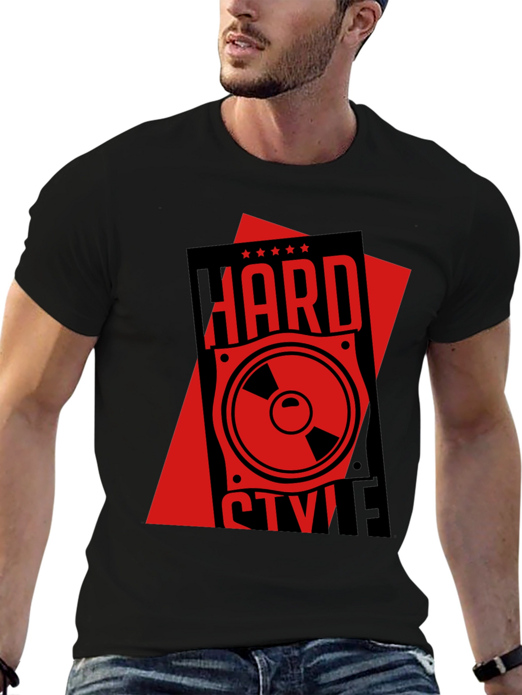 Hard Style Music Speaker Graphic Tee - Black