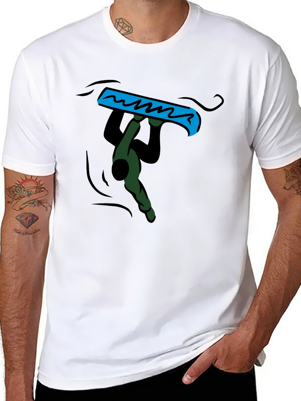 Black Graphic Tee - Handstand Snowboarder