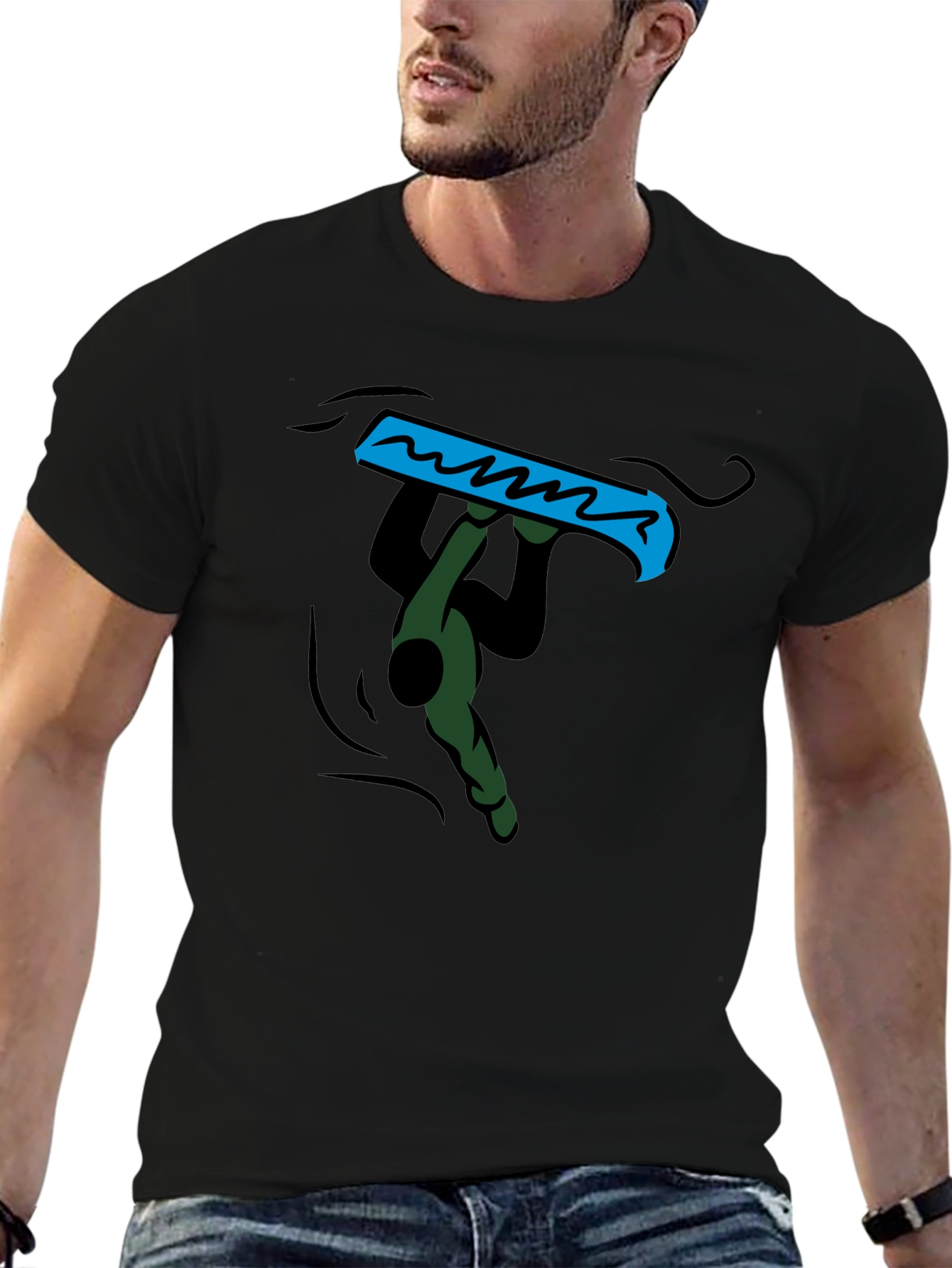 Black Graphic Tee - Handstand Snowboarder