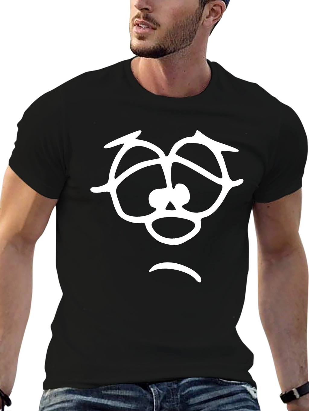 Sad Face Graphic T-Shirt - Unisex Black Tee