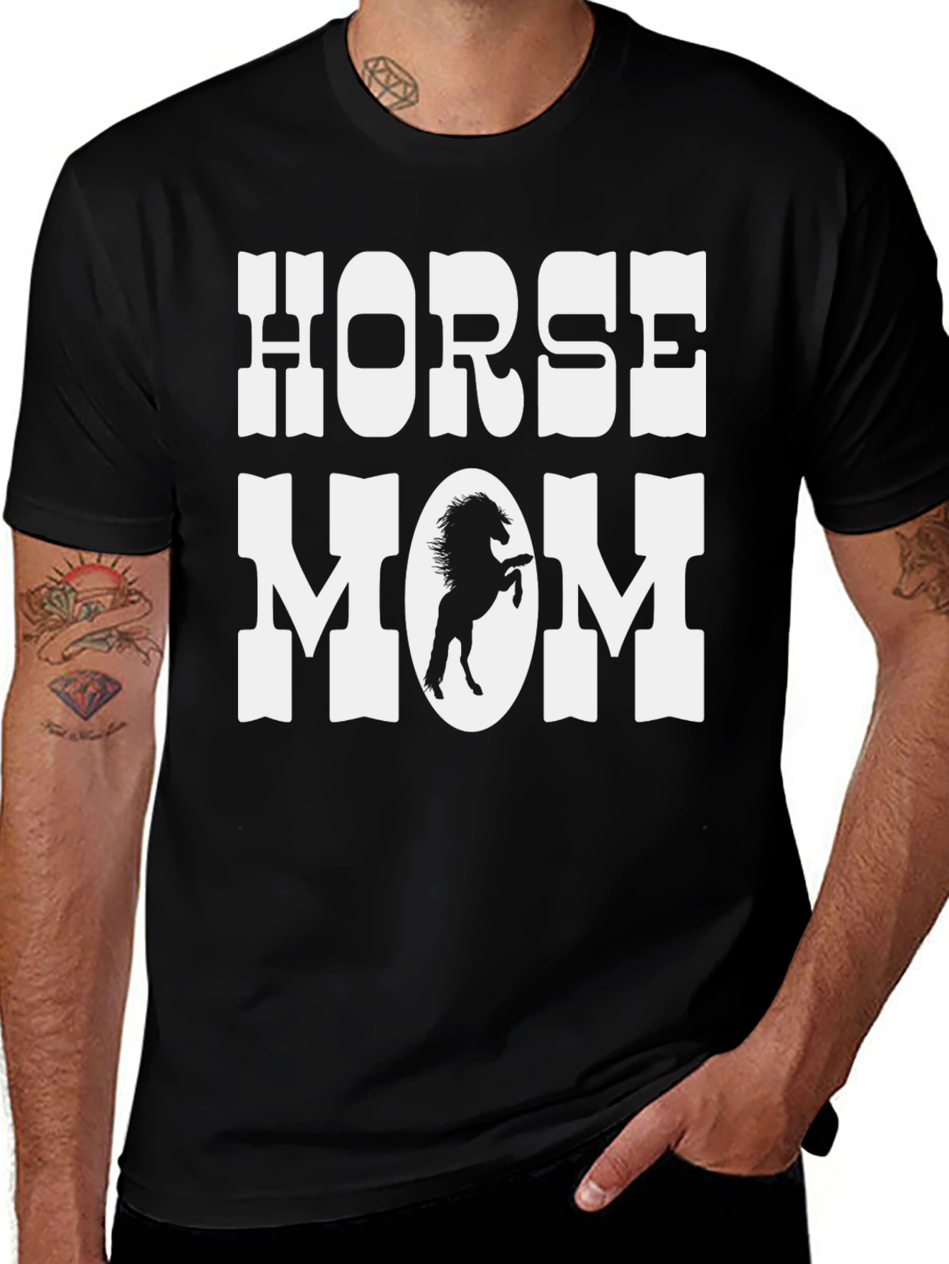 Horse Mom Graphic T-Shirt - Black