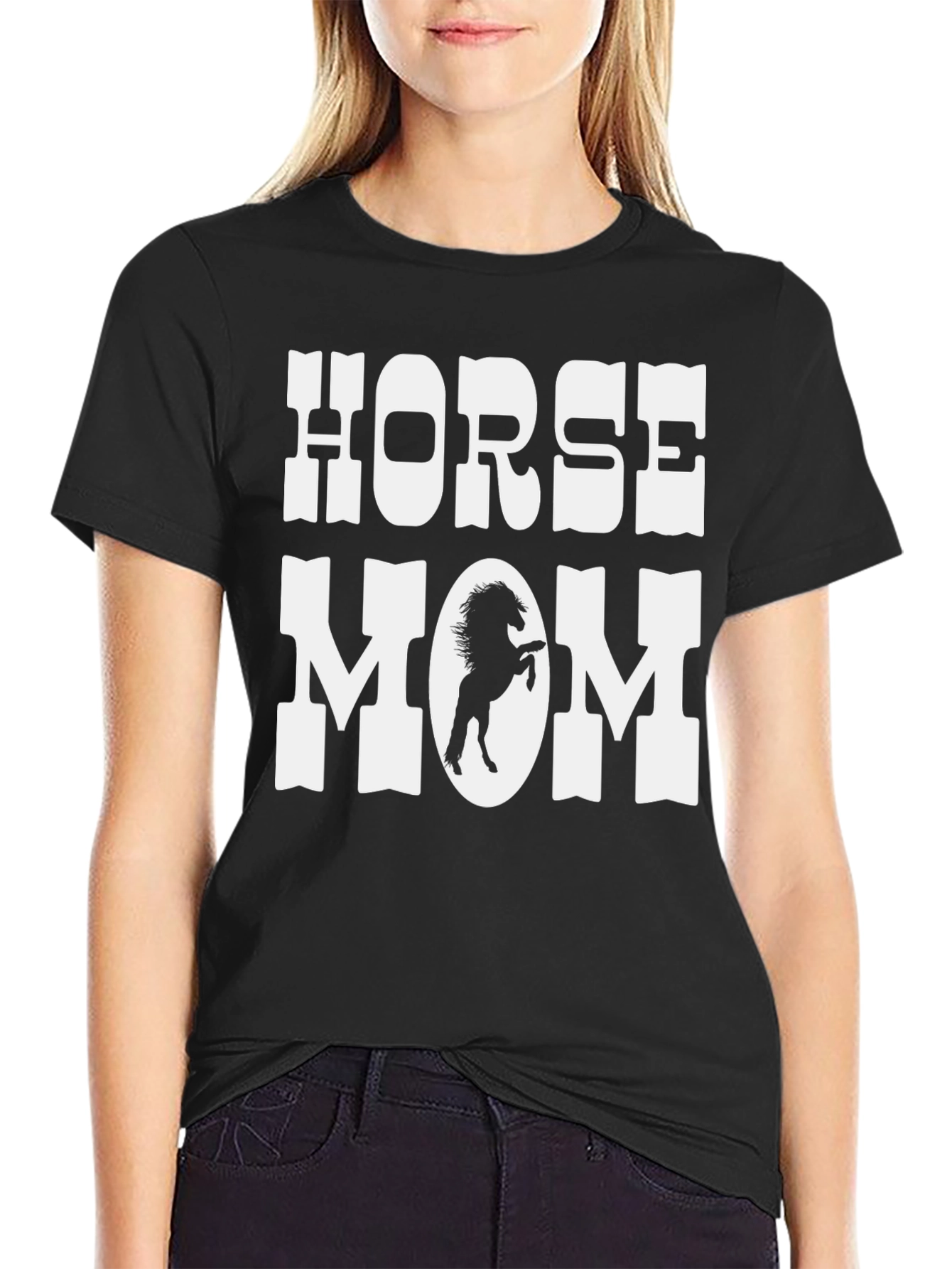 Horse Mom Graphic T-Shirt - Black