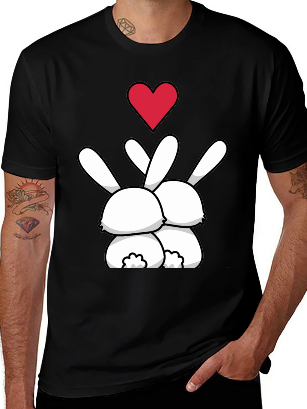 Bunny Love Graphic Tee - Black Casual Shirt