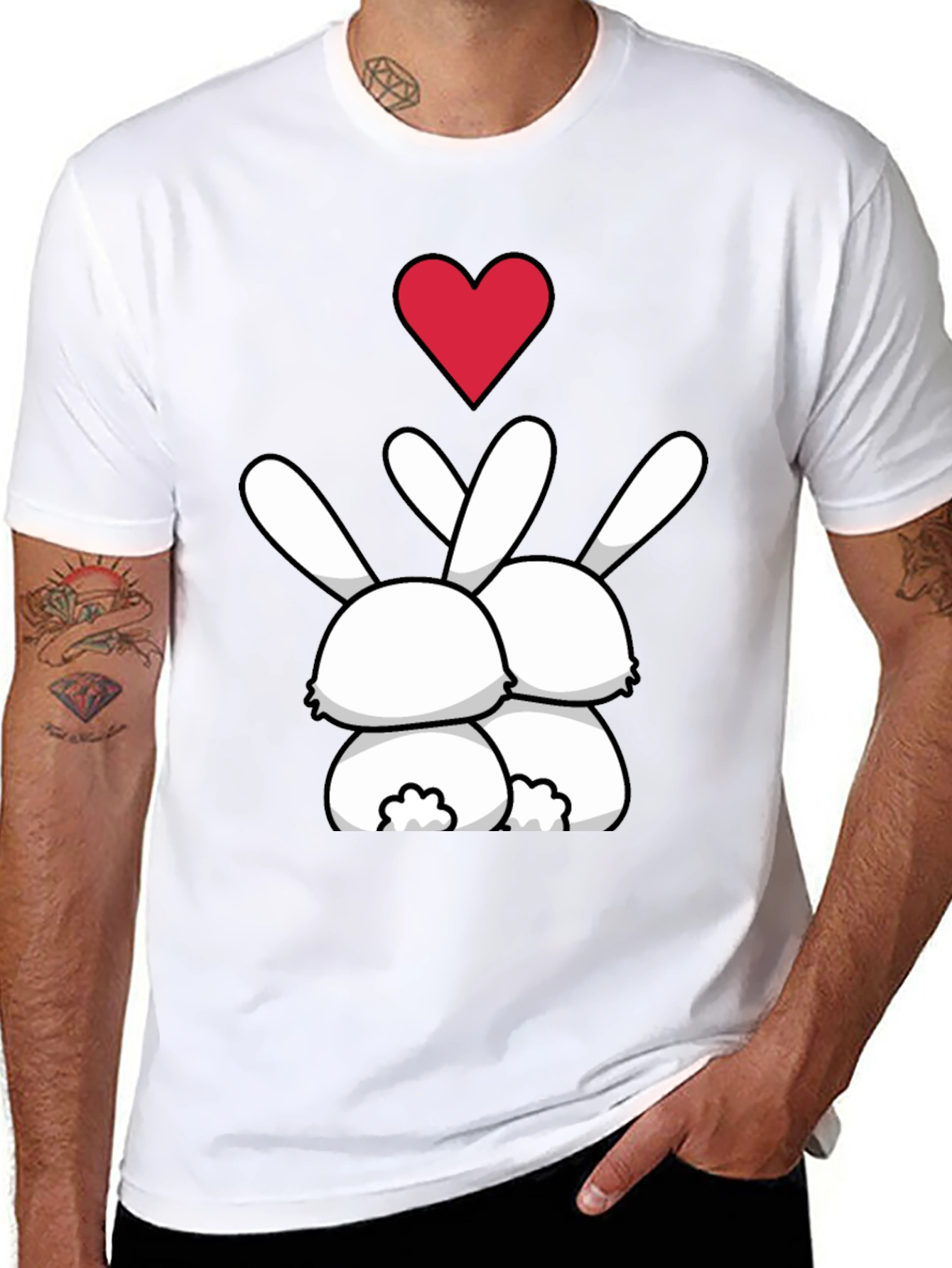 Bunny Love Graphic Tee - Black Casual Shirt