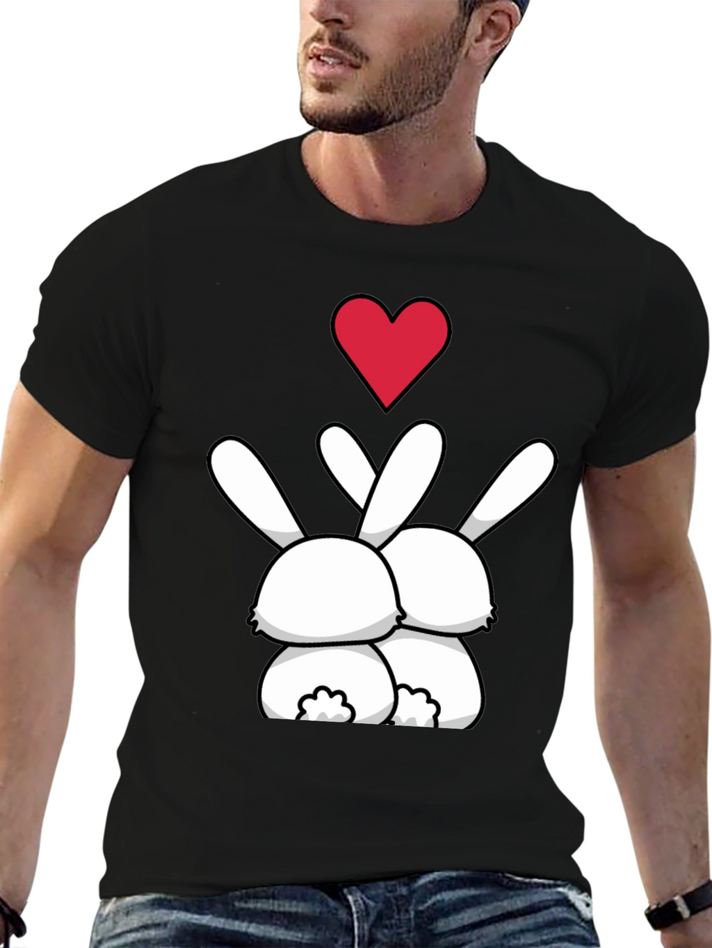 Bunny Love Graphic Tee - Black Casual Shirt
