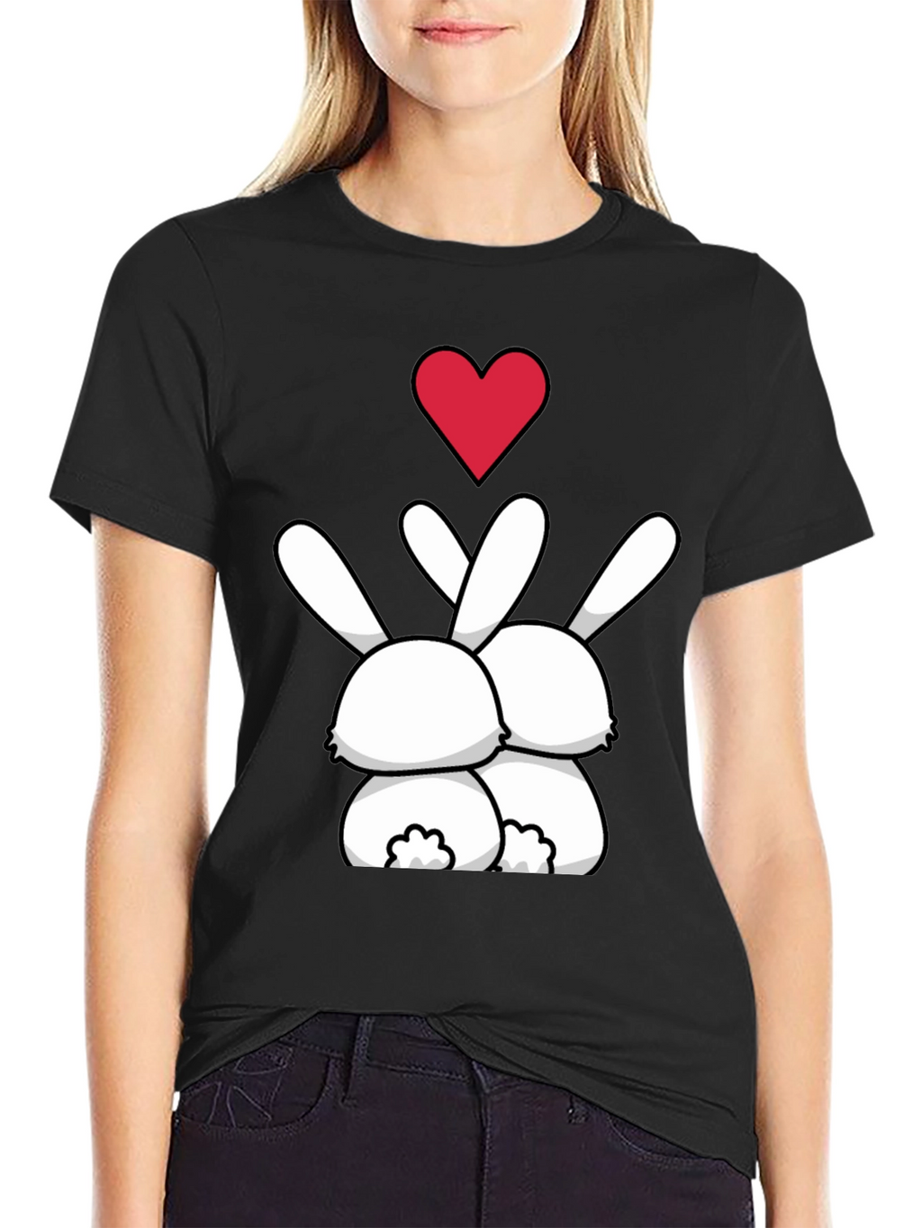 Bunny Love Graphic Tee - Black Casual Shirt