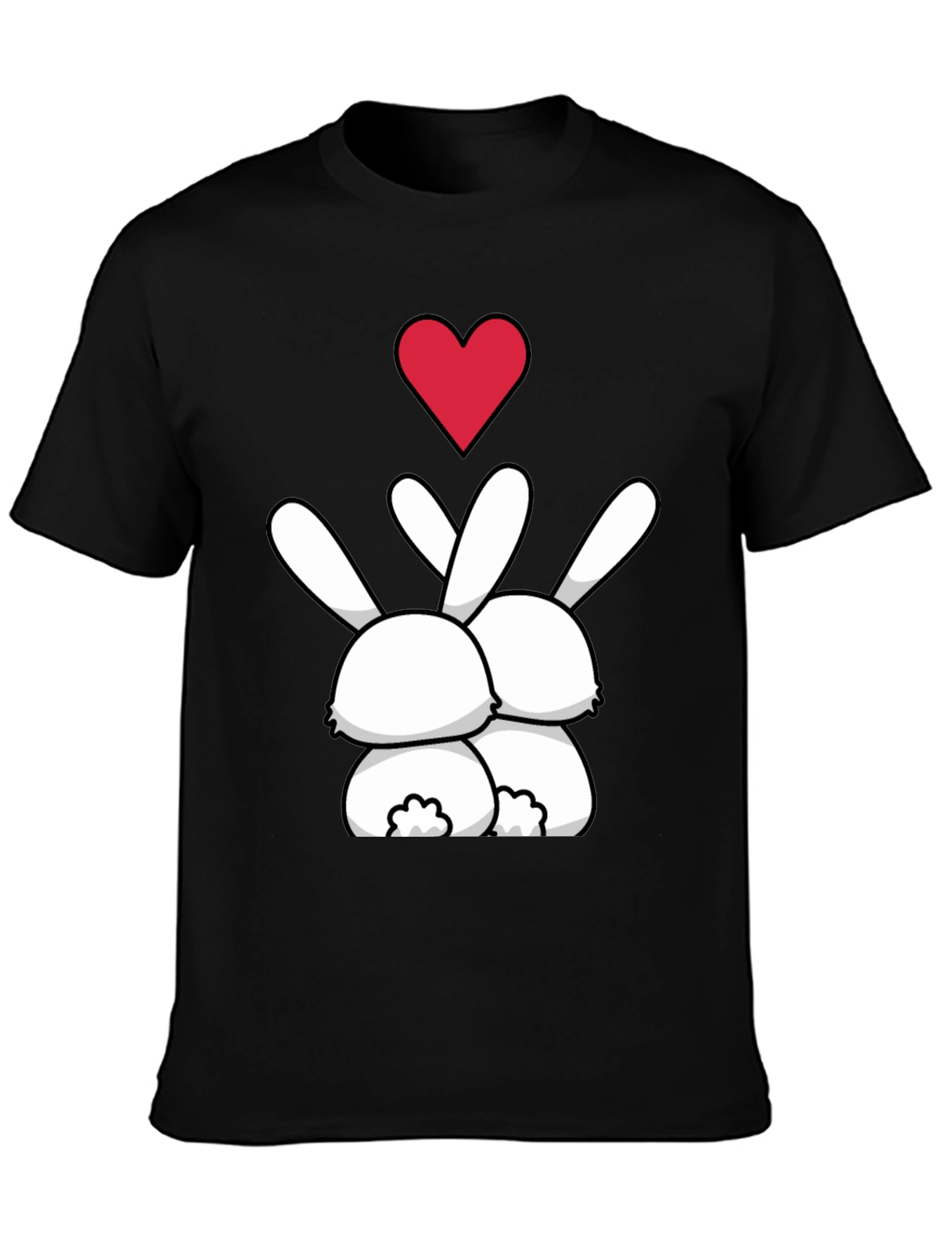 Bunny Love Graphic Tee - Black Casual Shirt